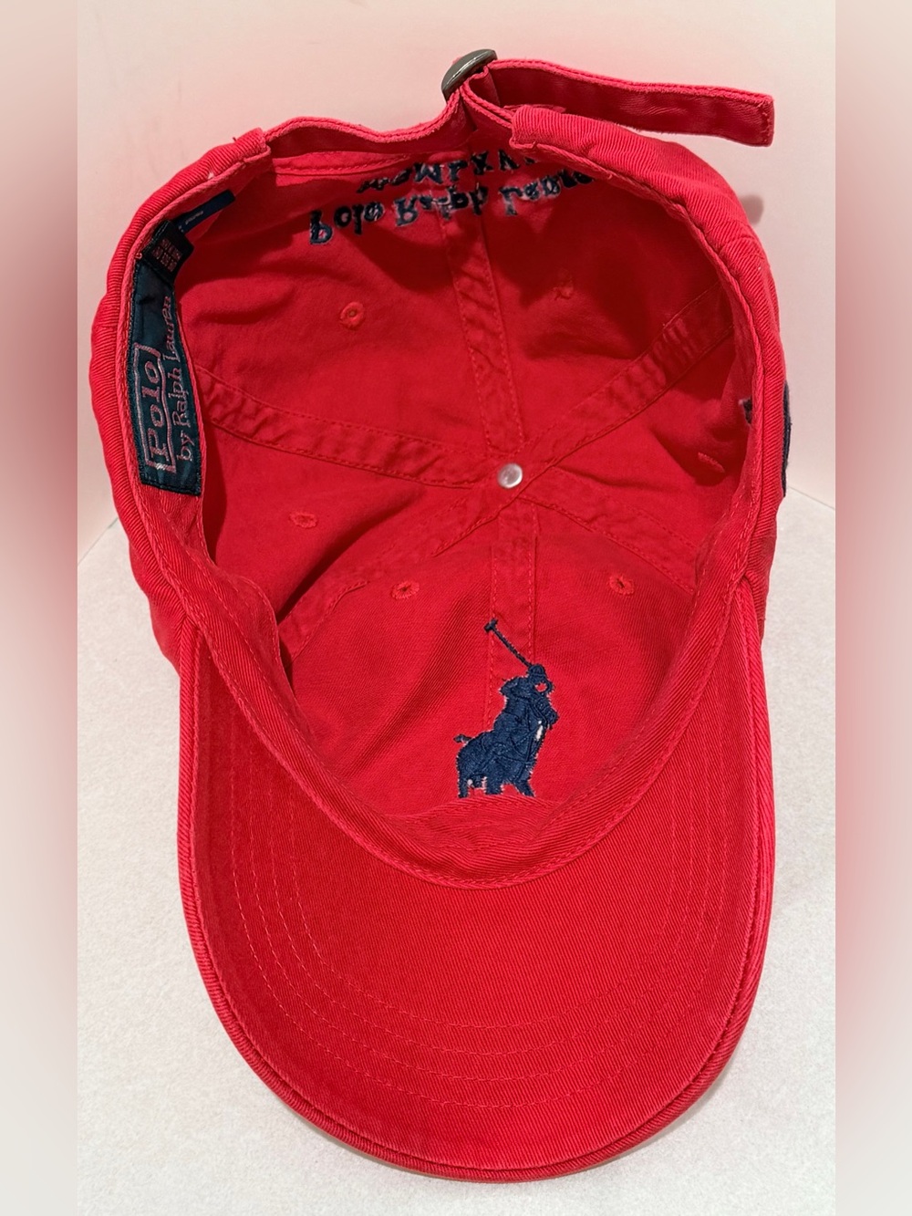 Polo Ralph Lauren Big Pony Red /Navy Baseball Cap Hat #3 Adjustable Unisex - Picture 7 of 8